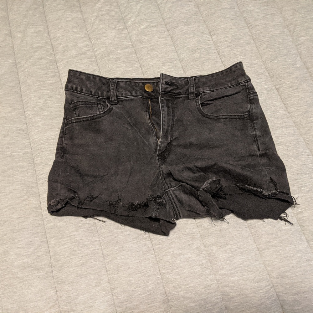 American Eagle faded black short shorts.